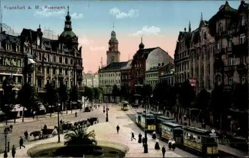 Ak Frankfurt am Main, Rossmarkt, Straßenbahn