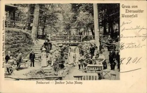 Ak Eberswalde, Wasserfall, Restaurant von Julius Mewes