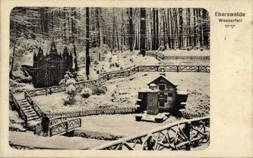 Ak Eberswalde in Brandenburg, Wasserfall im Winter