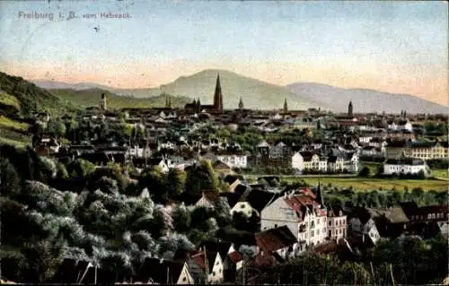 Ak Freiburg im Breisgau, Panorama, Blick vom Hebsack