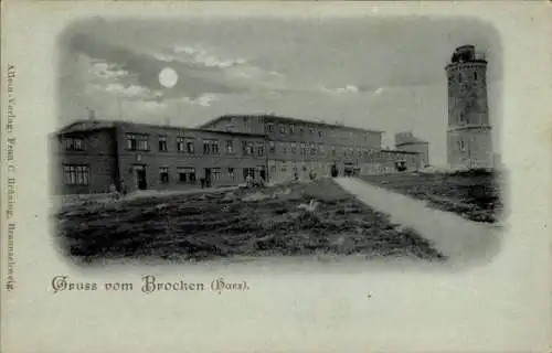 Ak Brocken im Harz, Brockenturm, Brockenhotel