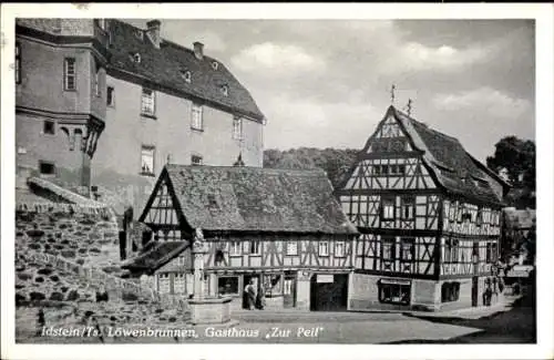 Ak Idstein im Taunus Hessen, Löwenbrunnen, Gasthaus Zur Peif