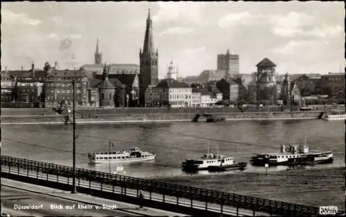 Ak Düsseldorf am Rhein, Blick auf Rhein und Stadt