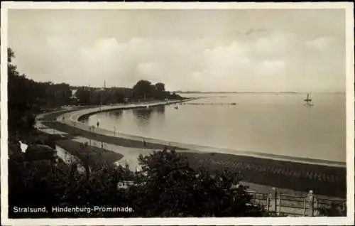 Ak Stralsund in Vorpommern, Hindenburg-Promenade