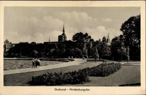 Ak Stralsund in Mecklenburg Vorpommern, Hindenburgufer