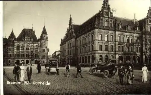 Ak Hansestadt Bremen, Domheide, Passanten, 1912