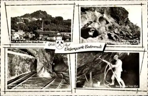 Ak Bodenmais im Bayerischen Wald Niederbayern, Erzbergwerk, Bergmann, Bohrhammer, Silberberg