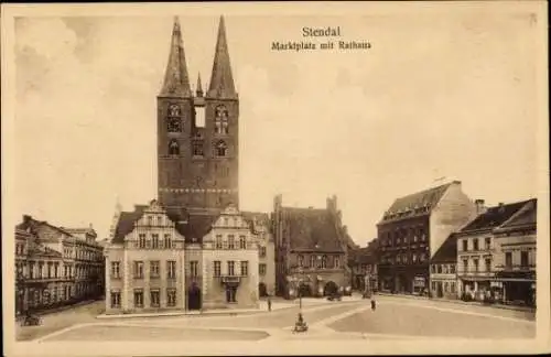 Ak Stendal in der Altmark, Marktplatz, Rathaus