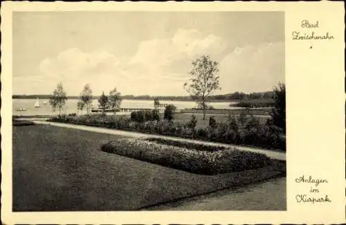 Ak Bad Zwischenahn in Niedersachsen, Anlagen im Kurpark, Blick auf See, Boote