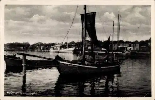 Ak Wiek auf Rügen, Hafen, Boot