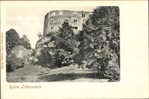 Ak Bad Liebenstein im Wartburgkreis, Blick auf die Ruine, Mauern, Park