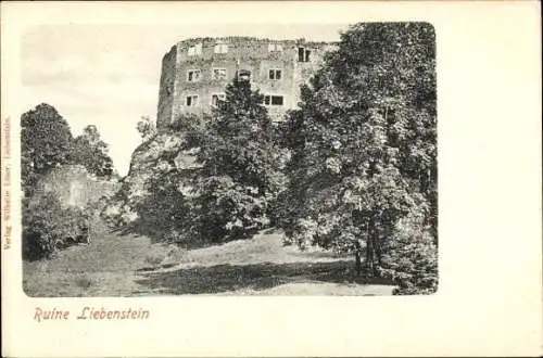 Ak Bad Liebenstein im Wartburgkreis, Blick auf die Ruine, Mauern, Park