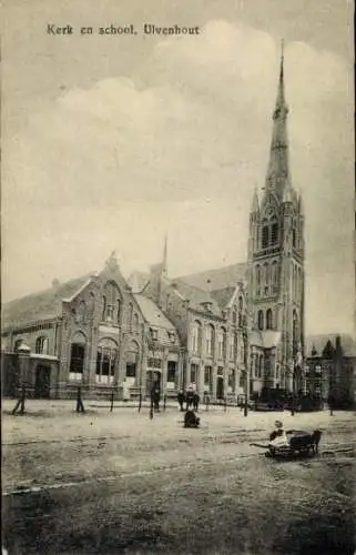 Ak Ulvenhout Nordbrabant Niederlande, Kirche, Schule