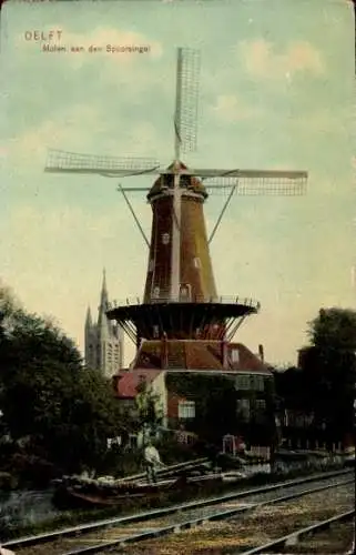 Ak Delft Südholland Niederlande, Molen aan den Spoorsingel