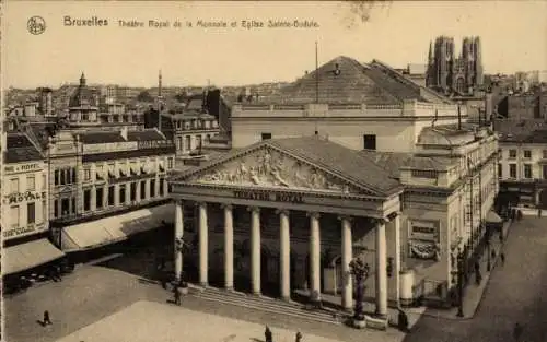 Ak Brüssel, Theatre Royal de la Monnaie, Kirche St. Gudule