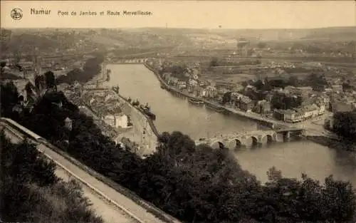 Ak Namur Wallonien, Panorama, Pont de Jambes, Route Merveilleuse