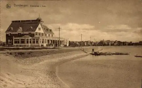 Ak Duinbergen Knokke Heist Westflandern, Boote am Ufer, Hotel