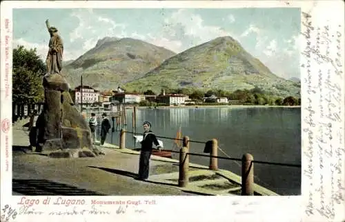 Ak Lago di Lugano Kanton Tessin, Monumento Gugl