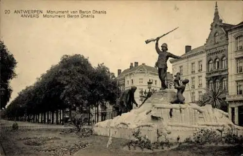 Ak Anvers Antwerpen Flandern, Monument für Baron Dhanis