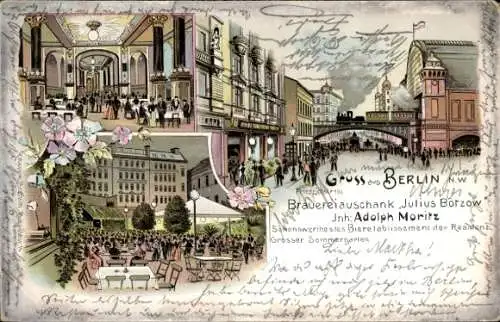 Litho Berlin, Friedrichstraße, Brauerei-Ausschank Julius Bötzow, Inh. Adolph Moritz