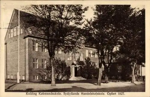 Ak Kolding Dänemark, Købmandsskole. Sydjyllands Handelshøjskole, Opført 1927