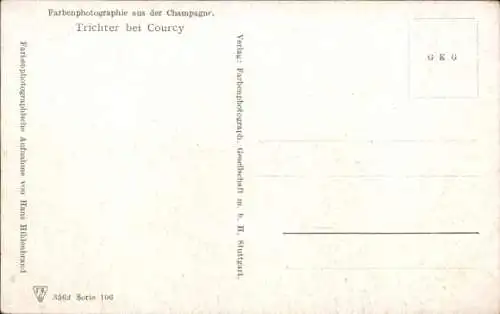 Ak Courcy Marne, Trichter, Schützengraben, I. WK