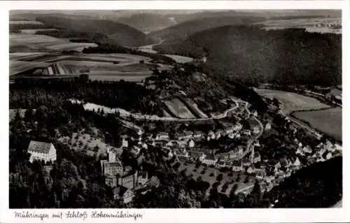 Ak Mühringen Horb am Neckar, Schloss Hohenmühringen, Fliegeraufnahme