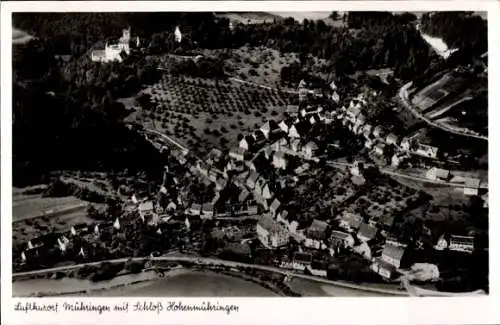 Ak Mühringen Horb am Neckar, Schloss Hohenmühringen, Fliegeraufnahme