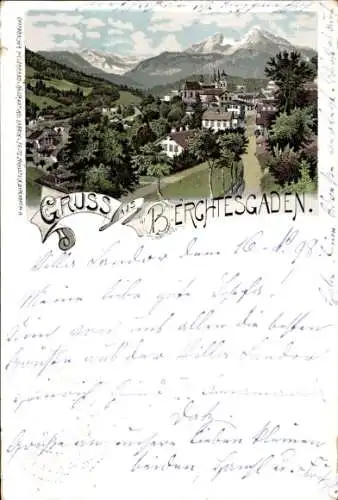 Litho Berchtesgaden in Oberbayern, Gesamtansicht