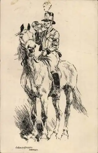 Künstler Ak Hoffmann, Anton, Postillon auf seinem Pferd, 22 Tagung Philatelistenvereine Juli 1924
