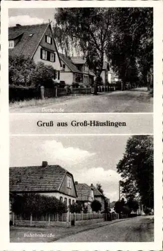 Ak Groß Häuslingen in Niedersachsen, Dorfstraße, Bahnhofstraße