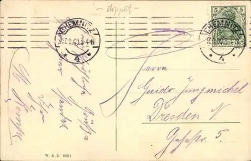 Ak Chemnitz in Sachsen, Beckerplatz, Dresdner Bank, Poststraße, Straßenbahn