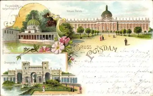 Litho Potsdam Brandenburg, Neues Palais, Orangerie I., Mausoleum Kaiser Friedrich III.