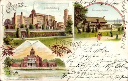 Litho Potsdam Schloss Babelsberg, Matrosenstation, Marmorpalais