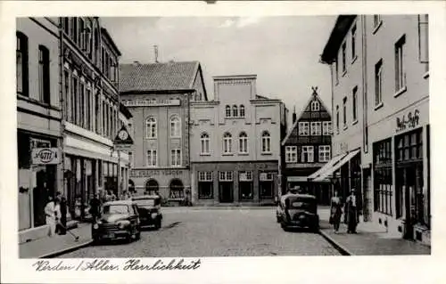 Ak Verden an der Aller, Straßenpartie, Herrlichkeit, Autos, Geschäfte