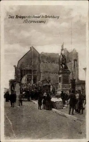 Ak Szczytno Ortelsburg Ostpreußen, Kriegerdenkmal, Ruinen, Ostpreußenhilfe