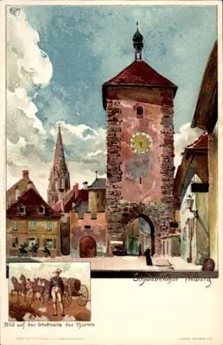 Künstler Litho Kley, H., Freiburg im Breisgau, Schwabentor, Turm