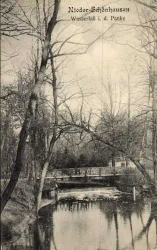 Ak Berlin Pankow Niederschönhausen, Wasserfall in der Panke