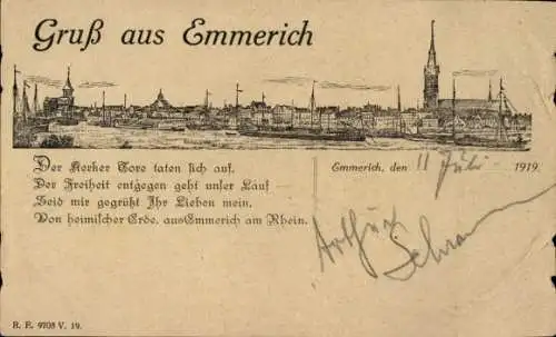 Ak Emmerich am Niederrhein, Stadtpanorama