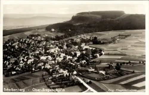 Ak Scheibenberg im Erzgebirge Sachsen, Fliegeraufnahme