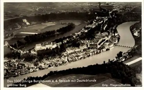 Ak Burghausen an der Salzach Oberbayern, Luftbild