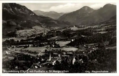 Ak Brannenburg in Oberbayern, Fliegeraufnahme, Postheim, St. Margarethen