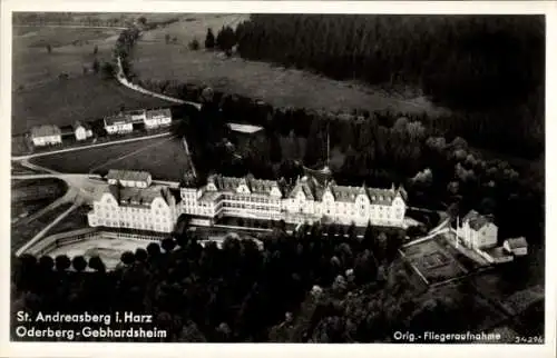 Ak Sankt Andreasberg Braunlage im Oberharz, Oderberg-Gebhardsheim, Fliegeraufnahme