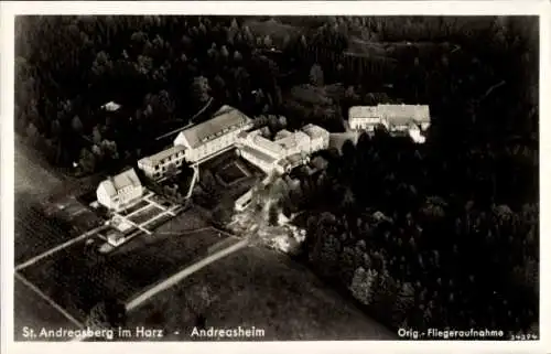 Ak Sankt Andreasberg Braunlage im Oberharz, Andreasheim, Fliegeraufnahme