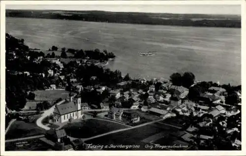 Ak Tutzing am Starnberger See Oberbayern, Fliegeraufnahme