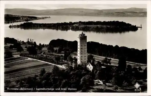 Ak Konstanz am Bodensee, Fliegeraufnahme, Jugendherberge, Insel Mainau