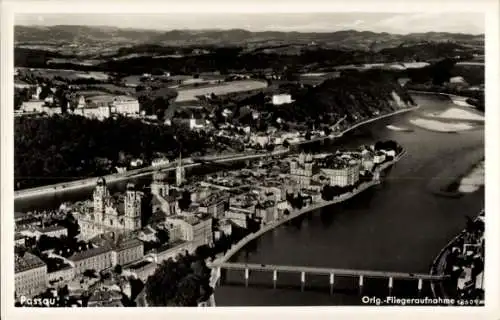 Ak Passau in Niederbayern, Panorama, Fliegeraufnahme