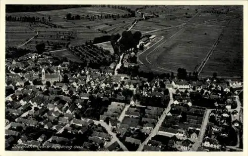 Ak Iffezheim am Rhein, Fliegeraufnahme