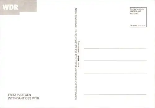 Ak Moderator und Intendant Fritz Pleitgen, Portrait, Autogramm