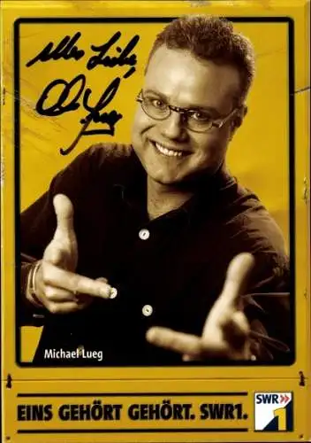 Ak Moderator Michael Lueg, Portrait, Autogramm
